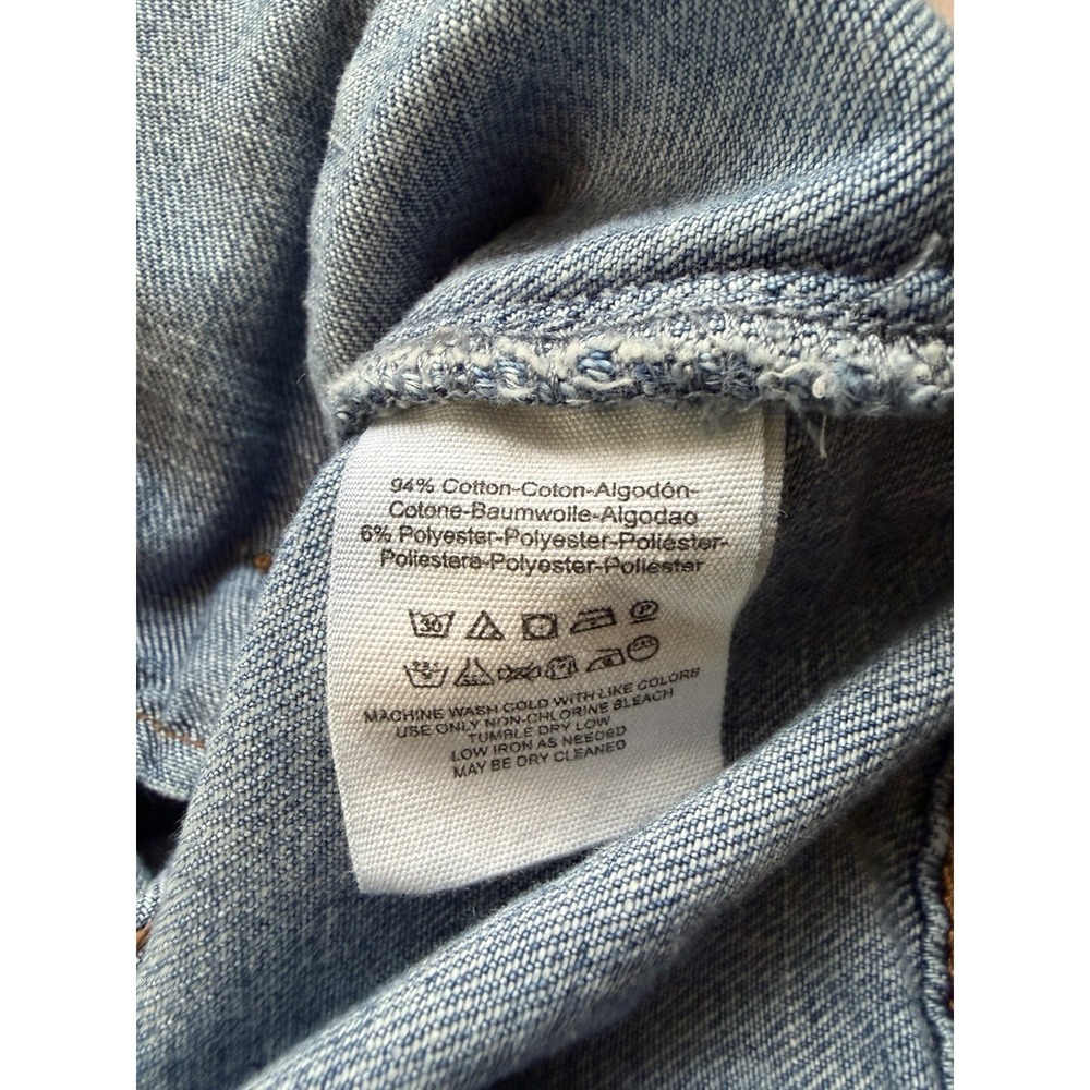 Free People Denim Jean Jacket Womens Small Contrasting Blue Panel Trucker Coat - Picture 10 of 10